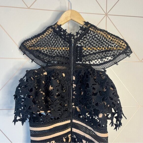 Self-Portrait Yolk Frill Star Guipure Lace Mini Dress - Picture 5 of 12